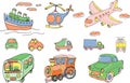 Vector set of transports. Cartoon colored isolated objects on a white background.