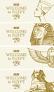 Vector set of travel banners with Egyptian attractions