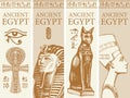 Vector set of travel banners with Egyptian symbols