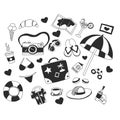 Vector set of travel icons Hand drawn elements Royalty Free Stock Photo