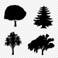 Vector set of trees icons isolated on transparent background. Royalty Free Stock Photo