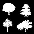 Vector set of trees icons isolated on black background. Royalty Free Stock Photo