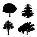 Vector set of trees icons isolated on white background. Royalty Free Stock Photo