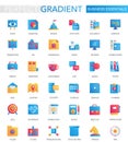 Vector set of trendy flat gradient Business essential icons.