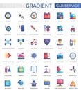 Vector set of trendy flat gradient Car service, repair and garage icons. Royalty Free Stock Photo