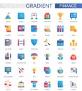 Vector set of trendy flat gradient Finance, business and banking icons. Royalty Free Stock Photo