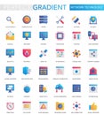 Vector set of trendy flat gradient modern network technology icons.