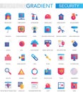 Vector set of trendy flat gradient modern Security icons.