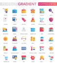 Vector set of trendy flat gradient Shopping retail icons.