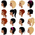 Vector set of trendy hair styling for woman