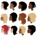Vector set of trendy hair styling for woman