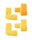 Vector Set of Triangular Pieces Cheddar Swiss Cheese