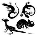 Vector Set Tribal Decorative Lizard Royalty Free Stock Photo