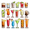 Vector set of tropical Cocktails Royalty Free Stock Photo