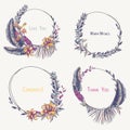 Vector set of tropical wreaths, Exotic natural vintage blooming Royalty Free Stock Photo