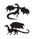 Vector set of two black dragons silhouette