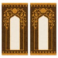 Vector set with two traditional arabic cards with floral ornament and vintage print. design for cards, print, covers, pos