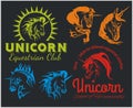 Vector set - Unicorns and horses equestrian