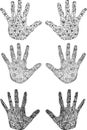 Vector set of uniqe hand-drawn hands