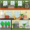 Vector set of university interior posters, banners in flat style Royalty Free Stock Photo