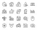 Vector set of Upper arrows, User notification and Web lectures line icons set. Vector