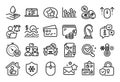Vector set of Upper arrows, User notification and Web lectures line icons set. Vector