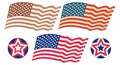 Vector set of USA flags. Royalty Free Stock Photo