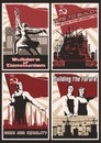 Set of Retro Communism Propaganda Posters