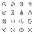 Vector set of utline icons indicating the time, management imer, alarm clock Royalty Free Stock Photo