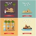 Vector set of vacation in Egypt concept flat posters