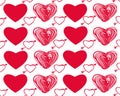 Vector set of Valentine`s day with red hearts on white background Royalty Free Stock Photo
