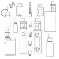 Vector set of vape accessories outline icons