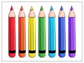 Vector set of Varicolored color pencils icon, Rainbow. Flat illustration of office supplies for web, logo, icon, app, UI Royalty Free Stock Photo