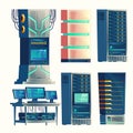Vector server center, control room, data storage Royalty Free Stock Photo