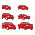 Vector set of various city urban traffic vehicles icons compact, sedan, suv, van, pickup Royalty Free Stock Photo