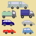 Vector set of various city urban traffic vehicles icons Royalty Free Stock Photo