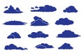 Vector set of various clouds - cloud shapes in atmosphere Royalty Free Stock Photo