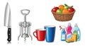 Vector Set of Various Household and Kitchen Items Royalty Free Stock Photo