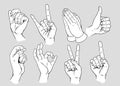 Set of Various Male Hand Gesture Royalty Free Stock Photo