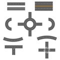 Vector set of various street, road and highway elements. Isolated on white background.