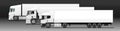 Vector set of various trucks with semitrailers. White empty truck template for advertising; layout. Freight transportation. Modern
