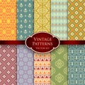 Vector set of various vintage colorful seamless patterns