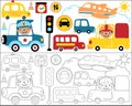 Vector set of vehicles cartoon with funny drivers Royalty Free Stock Photo