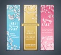 Vector set of vertical floral banners.