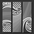 Vector set of vertical monochrome banners for Chess