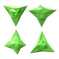 Vector set of views of transparent complex geometric shape based on tetrahedron