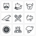 Vector Set of Viking Icons. Royalty Free Stock Photo