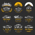 Vector Set of Vintage Car Badges and Sign Royalty Free Stock Photo