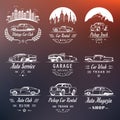 Vector Set of Vintage Car Badges and Sign Royalty Free Stock Photo