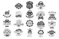 Vector set of vintage car emblems with hand lettering. Stylish monochrome labels. Typographic design for auto repair Royalty Free Stock Photo